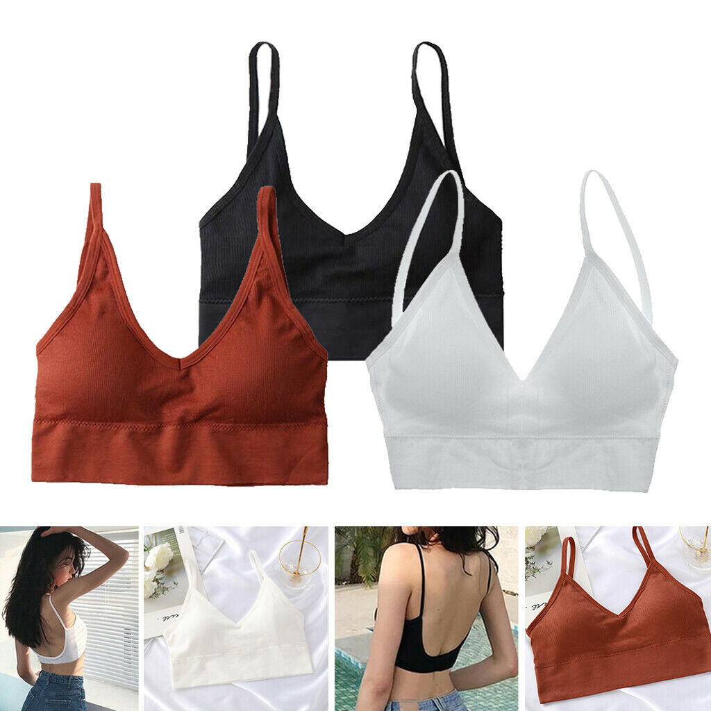 3pcs Women Summer Padded Bralette Seamless Wirefree Comfort Bra Sports Bra