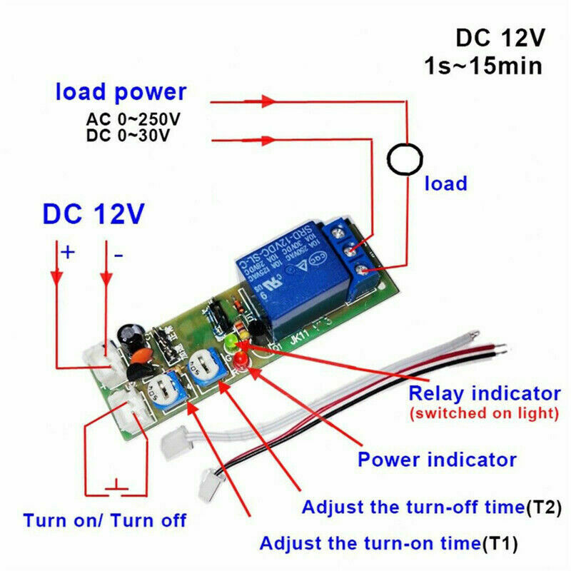 DC12V Adjustable Infinite Cycle Loop Delay Timer Time Relay Switch ON OFF Module