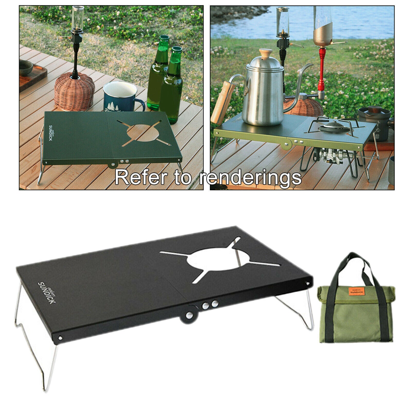 Outdoor Camping Gas Burner Cooker Stand Holder Grill Desk Hiking RV Black