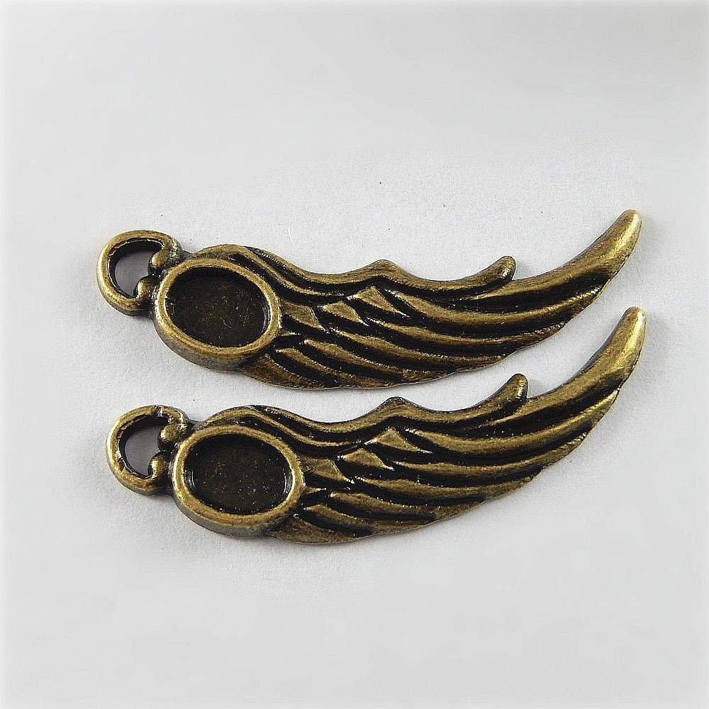 20 pcs Antiqued Bronzed Wing Charm Alloy Pendant Earring DIY Crafting 36*10*2mm