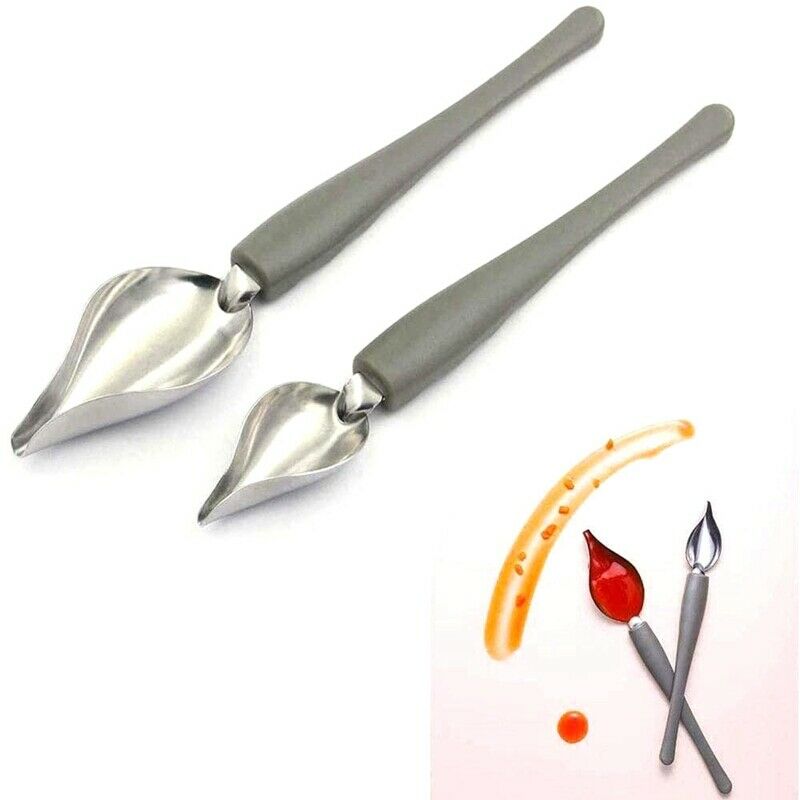 Culinary Ding Decorating Spoon Set, 2 Pcs Saucier Drizzle Spoons,Decorating PeU3