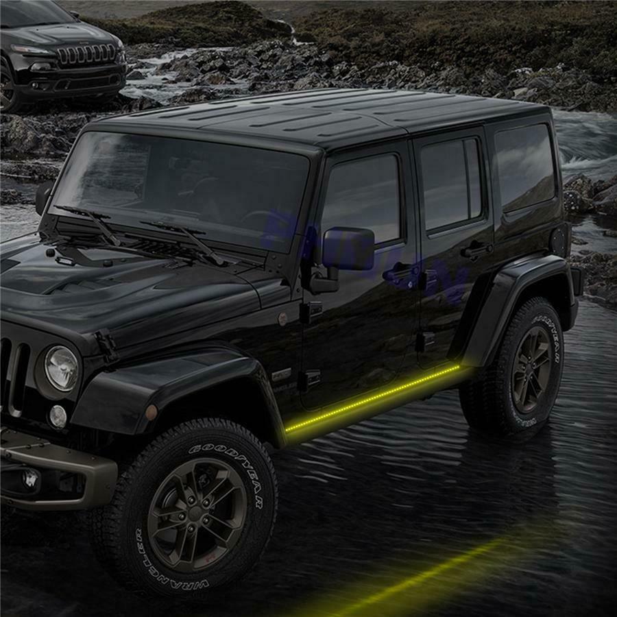 1 Pair 70" Flexible IP68 Car Side Kick Running Board LED Light Strip White Amber