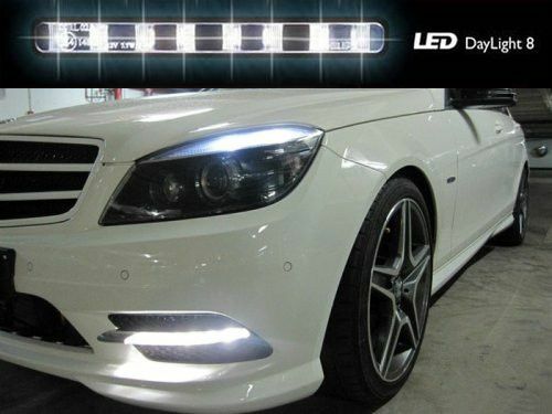 Pair 8LED White Auto Car Driving Fog Lamp Daytime Running Lights DRL For Benz