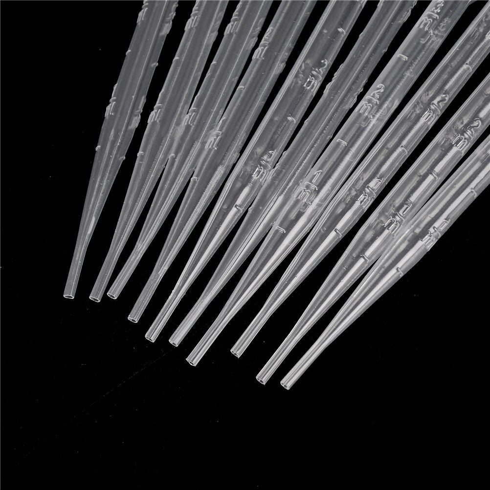 100PCS 3ML Transparent Pipettes Disposable Safe Dropper  Graduated Pipet biH Kt