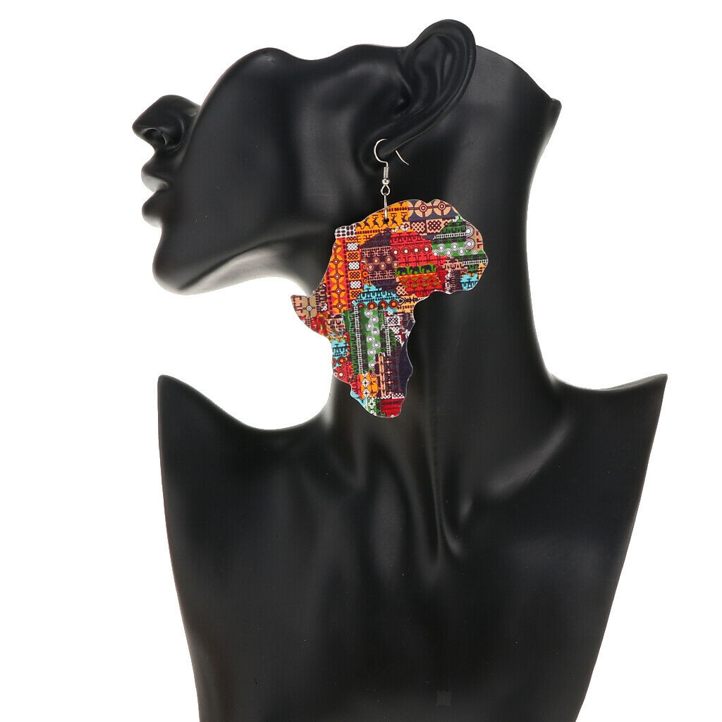 Punk Rock Africa Map African Womens Ladies Hiphop Dangle Earrings Fish Hook