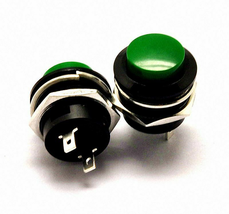 5pcs 16 mm Green Sign Protruding Head Automatic Reset Button Switch -  2 pin[M1]