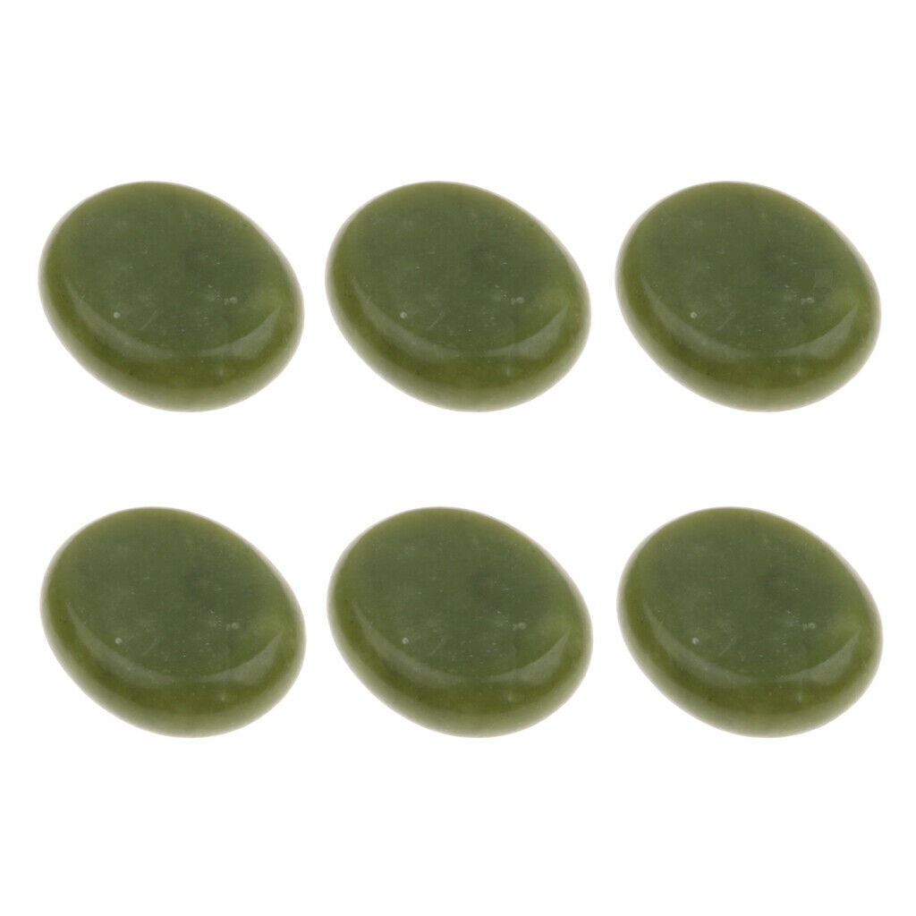 6Pcs Green Jade Massage Stone Warmer Rock Stones for Facial Body Skin Care 5x6cm