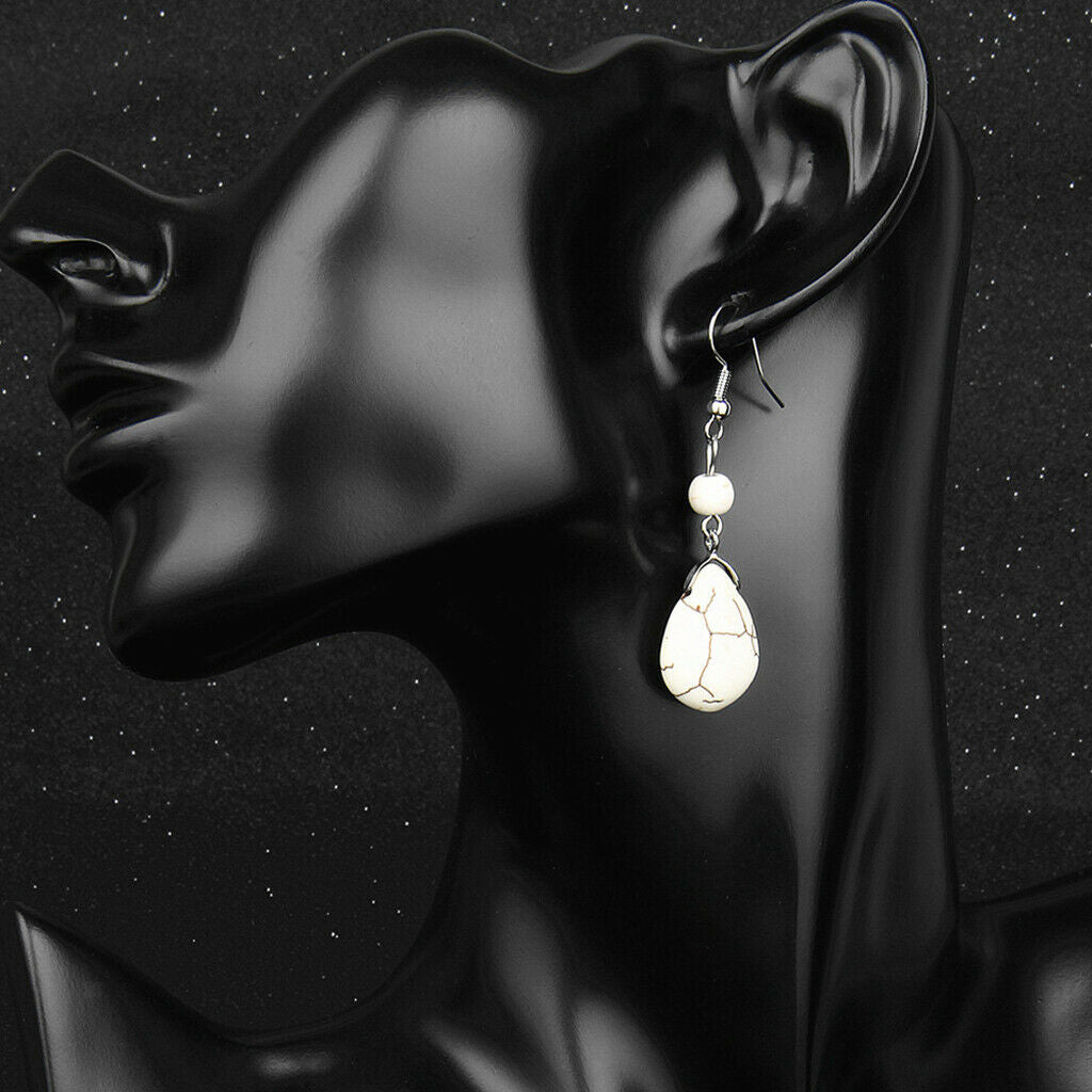 Temperament Texture Turquoise Earrings Bridal Dangle Drop Ear Rings White