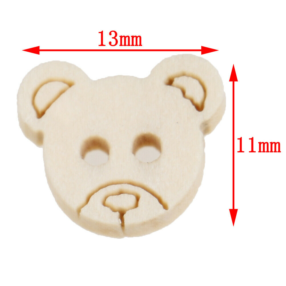40PCs Wooden Sewing Buttons Scrapbooking Animal Mixed Natural Color Two H.l8