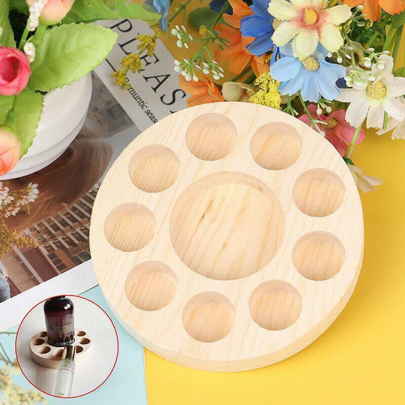 Essential Oil Display Stand Holder Organizer Shelf Round Wooden 10 Slot Rack