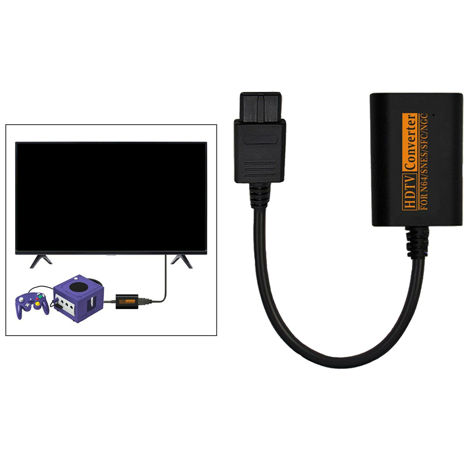 Black HDMI Converter Adapter for SNES SFC Retro Game Console Plug and Play