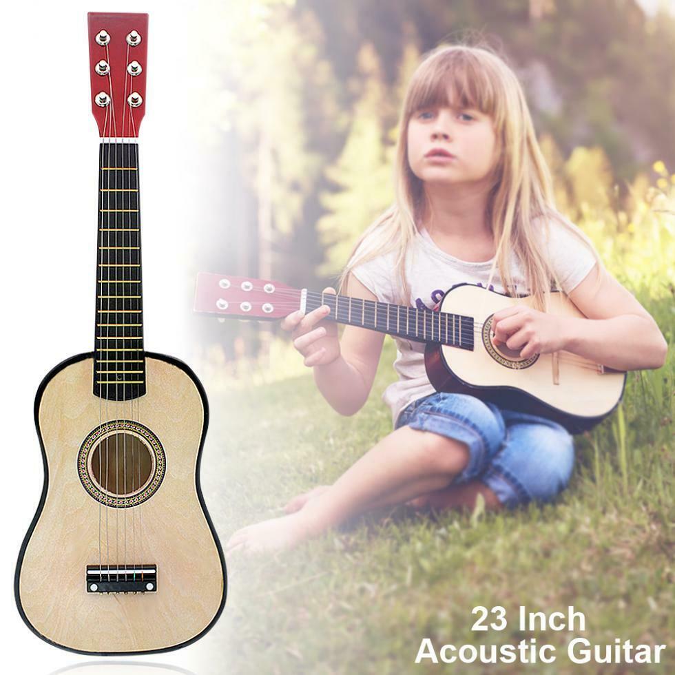 23'' Basswood Acoustic Guitar Wood &Red  Children Beginner 6 String Instrument