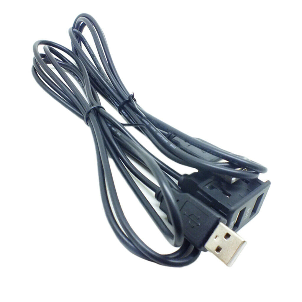1.5M Car Vehicle Universal Dual USB Audio Dashboard Mounted Extension Cable