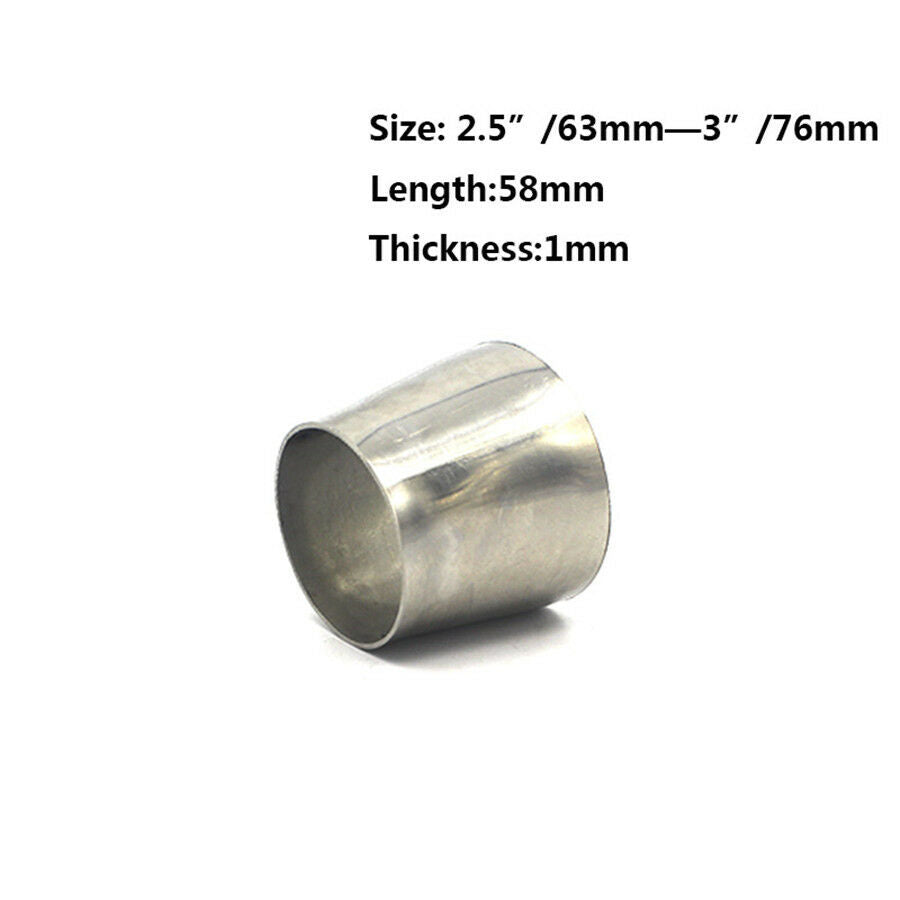 Stainless Steel Weldable Car Exhaust Pipe Reducer Adapter 2.5'' 63mm to 3'' 76mm