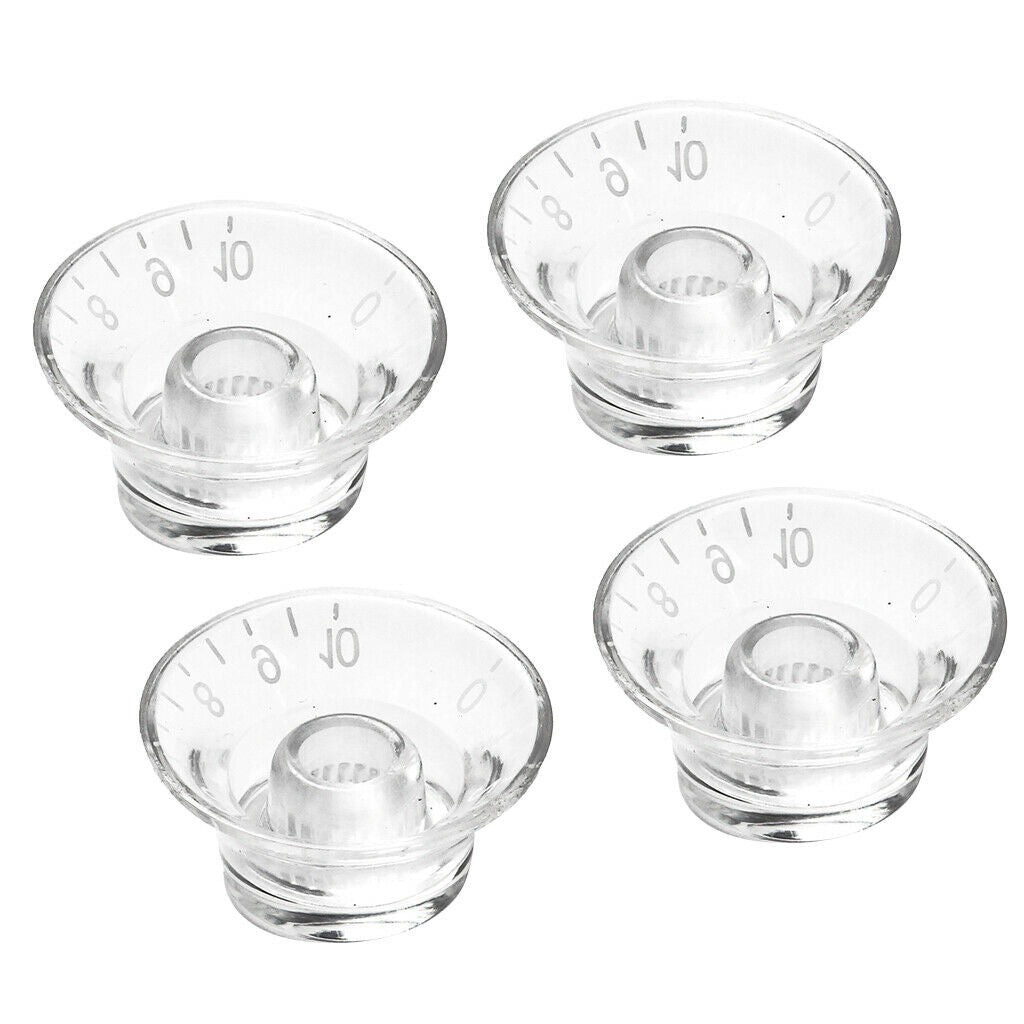 4Pcs Clear Guitar Speed Control Knobs for 6mm (0.24 inch) Dia. Shaft Pots -