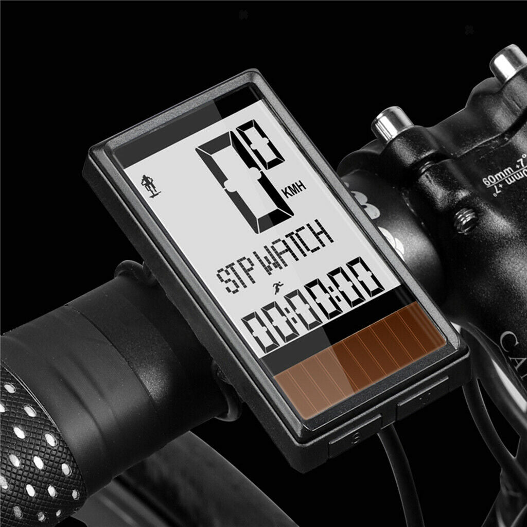 Bicycle Computer Solar Energy Large Screen Odometer Backlight Speedometer
