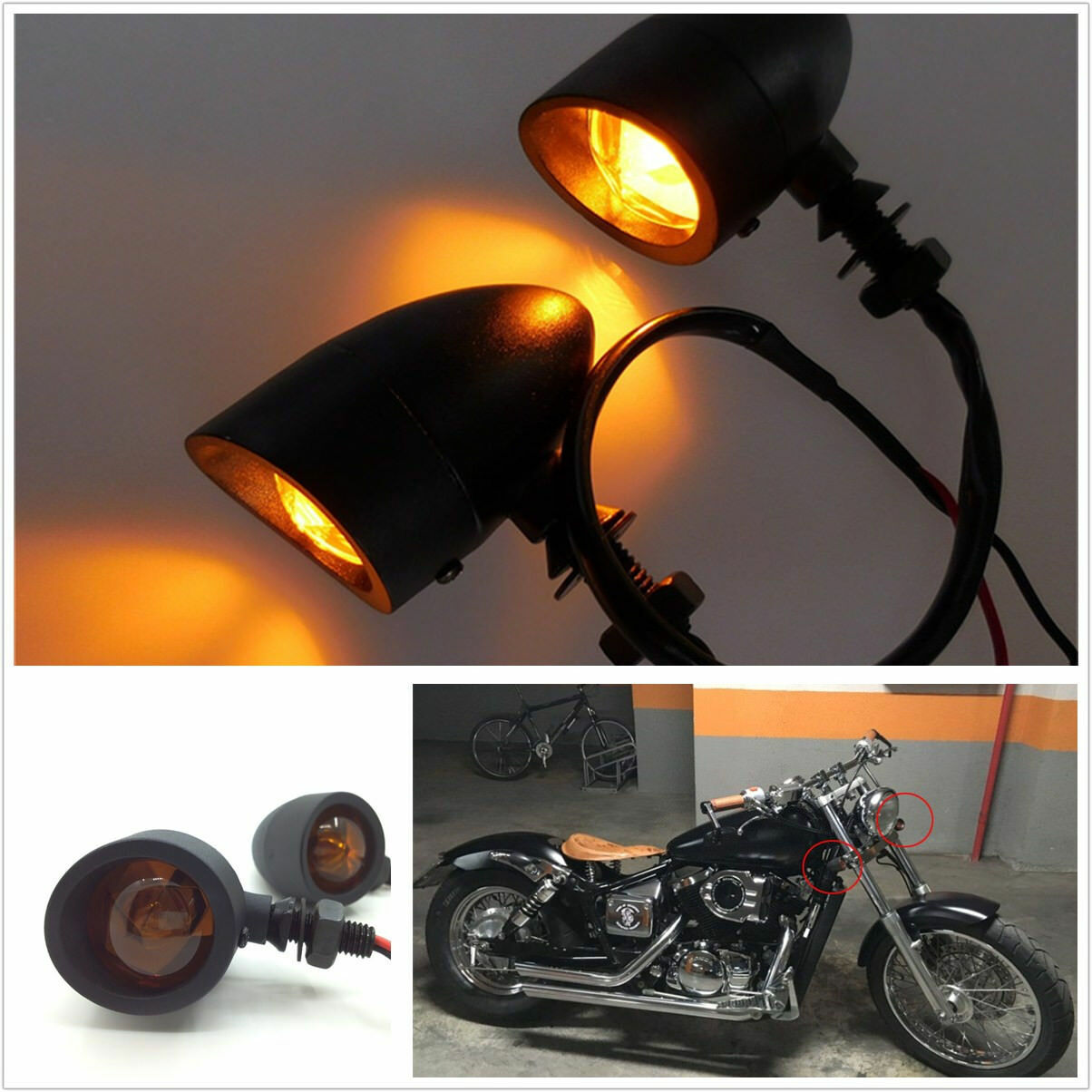 Universal Cafe Racer Bobber Chopper Motorcycle Turn Signals Indicator Lights