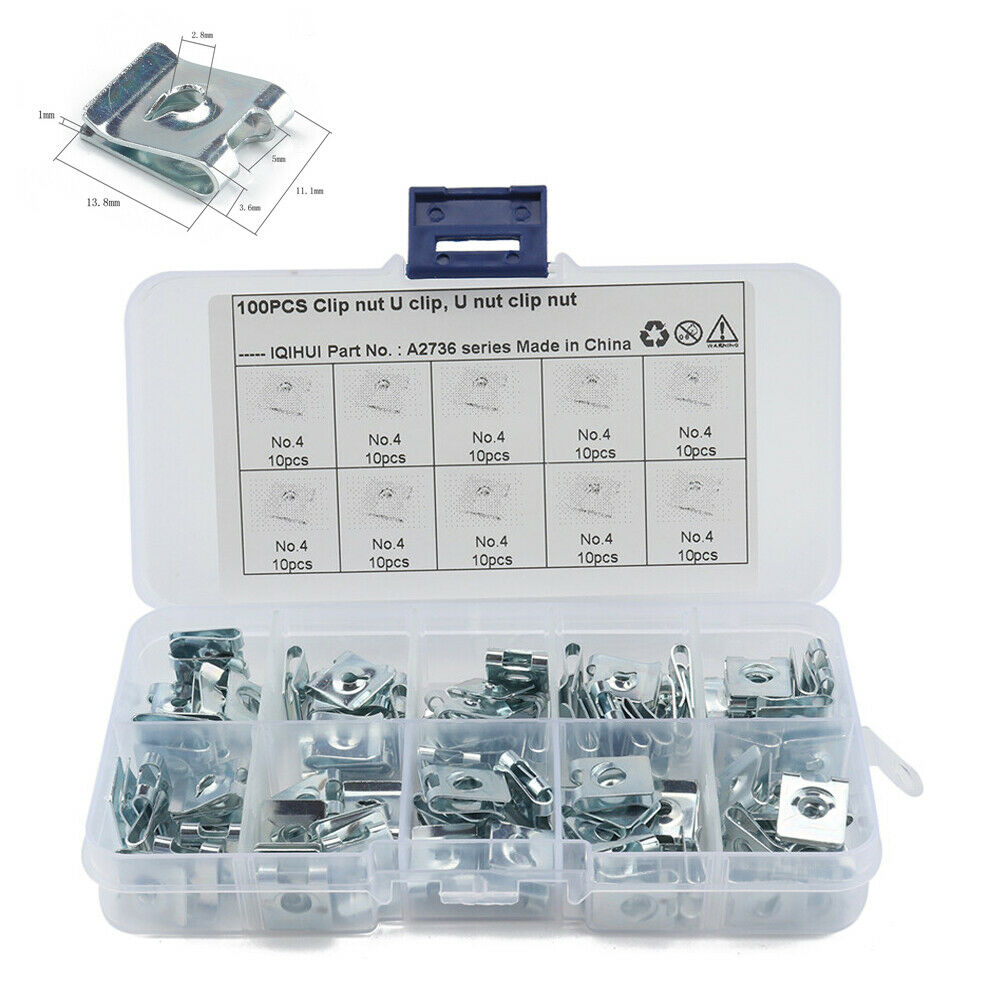 100x U Nuts Self Tapping Screws U Clips Fasteners For Car Interior Trim Panels