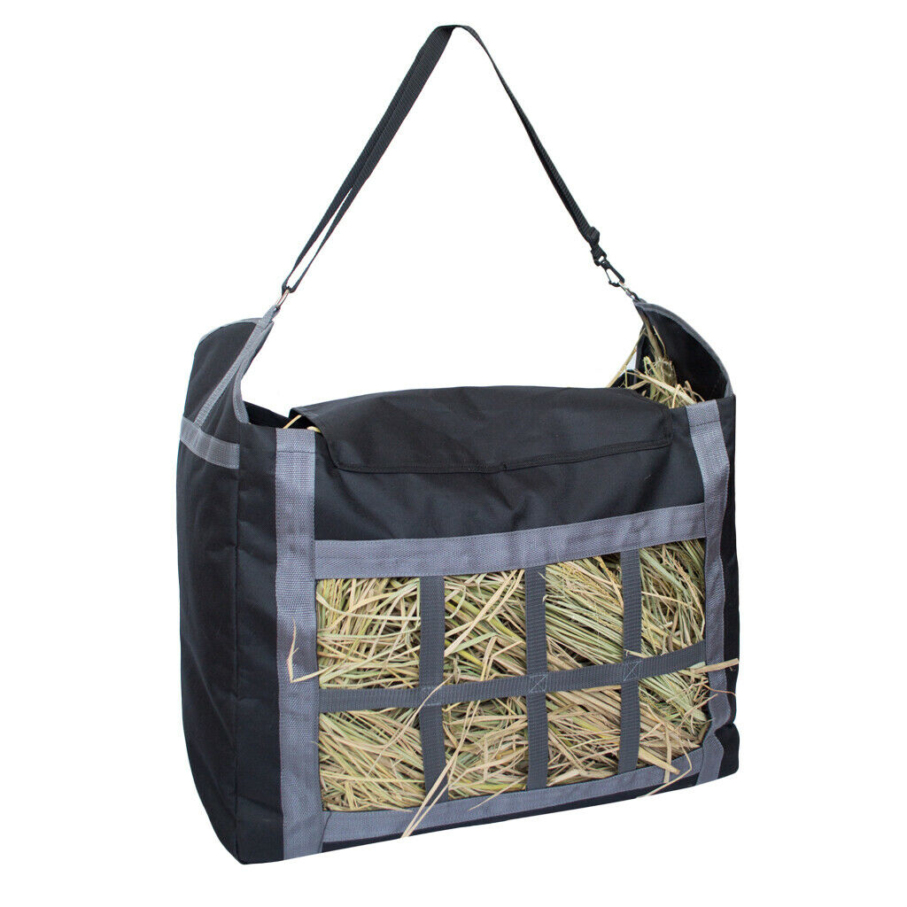 Durable 600D Oxford Cloth Slow Feed Hay Net Horses Feeding Bag Black