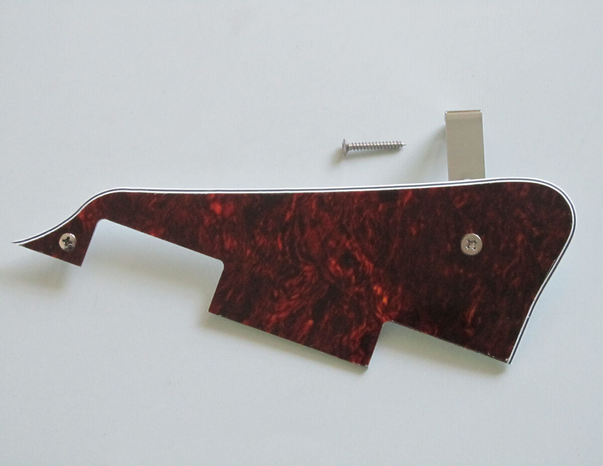 Red/Black Tortoise 3 Ply w/ Chrome Bracket LP Pickguard Scratch Plate
