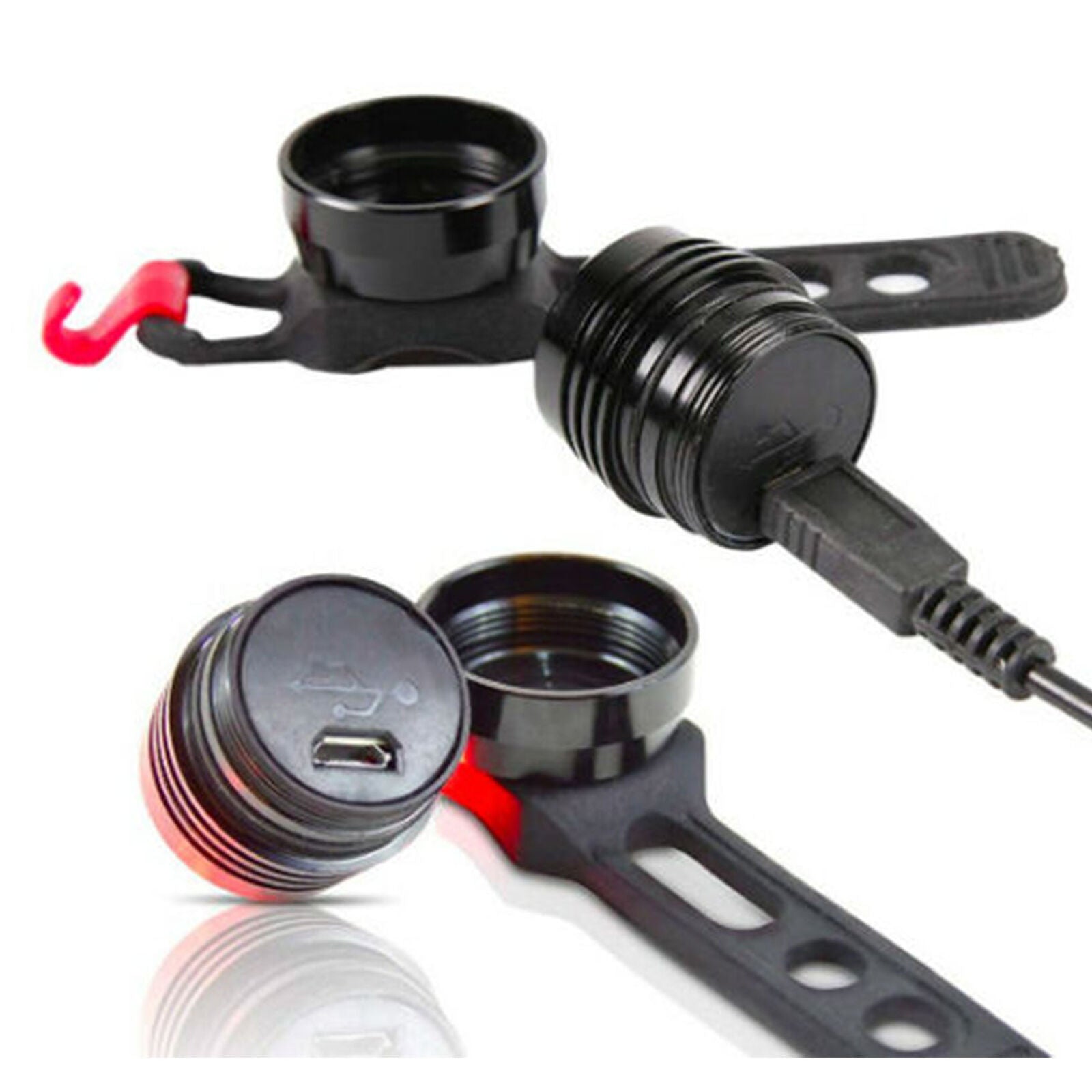 USB Rechargeable LED Bike Red Rear Back Tail Light Bright Safety Lights