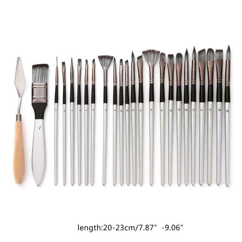 24pcs/set Nylon Hair Wooden Handle Watercolor Paint Brush Pen Scrubbing Scraper
