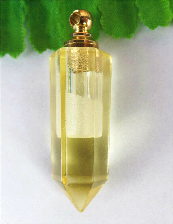 42x12mm Yellow Compound Glass Facet Six Angle Perfume Bottle Pendant HL83103