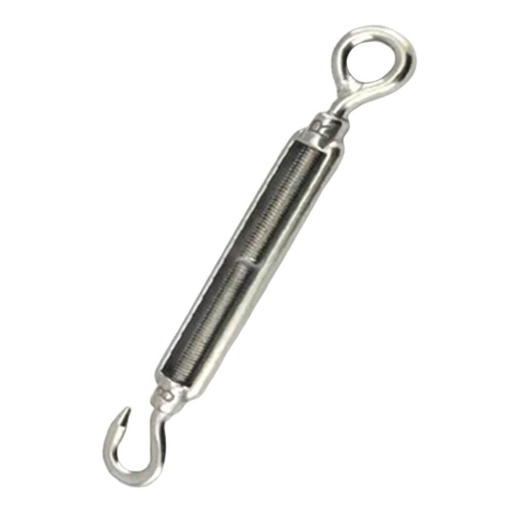 304 Stainless Steel DIN1480 Eye Hook Turnbuckle Wire Rope Cable Tension 8mm