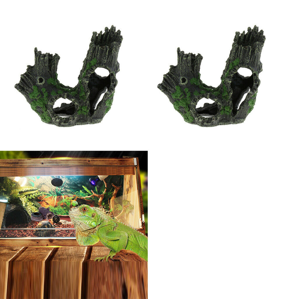 2pcs Fish Tank and Aquarium Artificial Hollow Tree Branch with Lichen Decoration