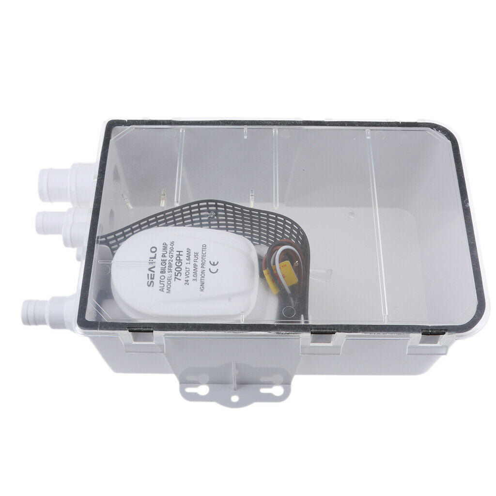 Shower Sump Pump In 24V 600GPH System Auto Bilge Drain Box Air Vent Boat