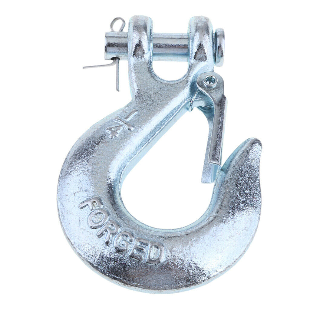 2pieces 1/4" Winch Hook with Clevis Safety Latch for Trailer ATV Boat Towing