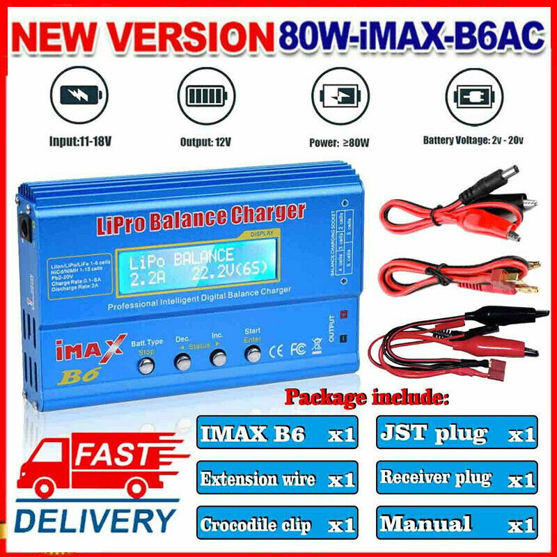 iMAX 80W B6 Balance Battery Charger RC Lipo Nimh Nicd Digital Discharger LCD