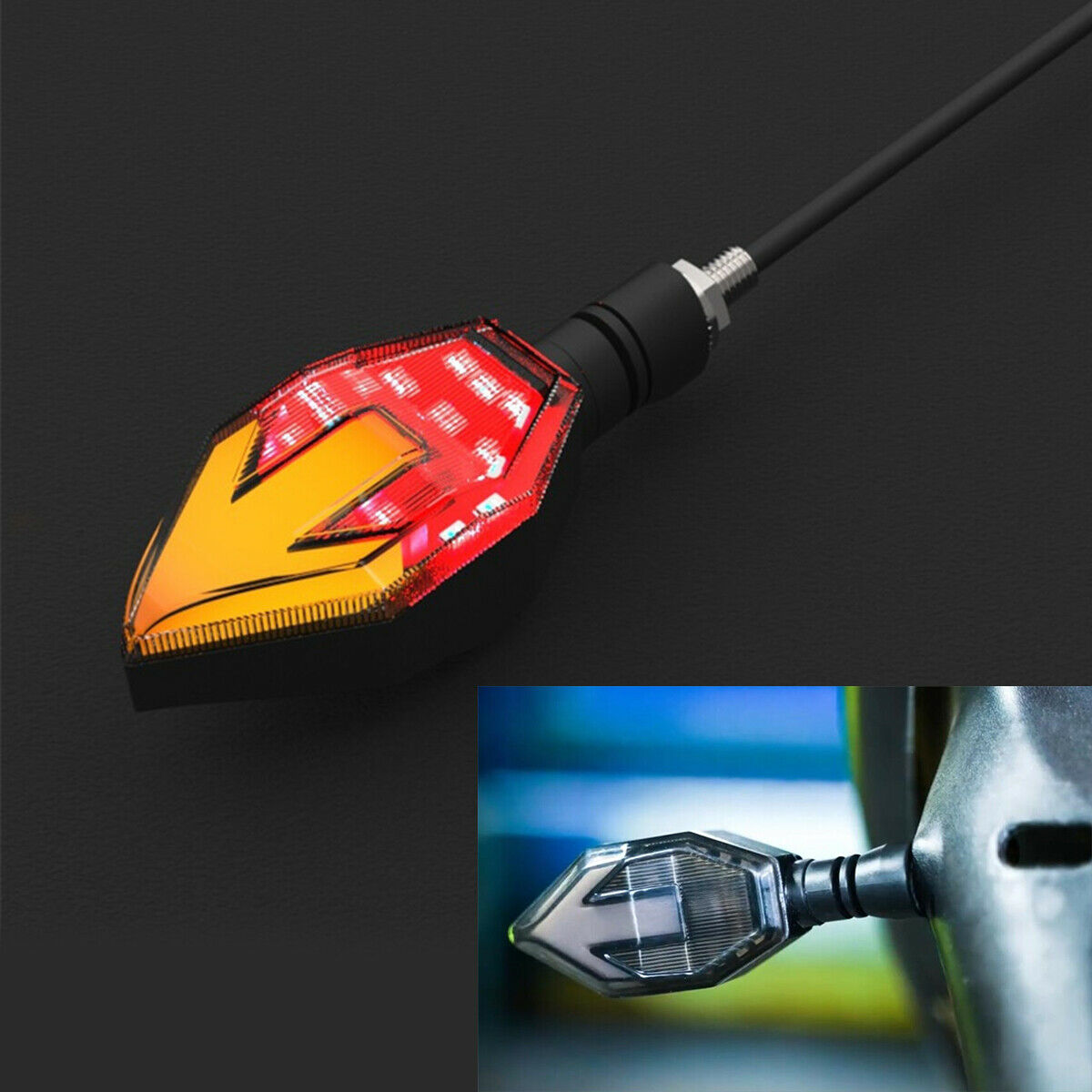 Motorcycle Arrow Dual Color Turn signals lights LED Daytime Lamp Universal 2PCS