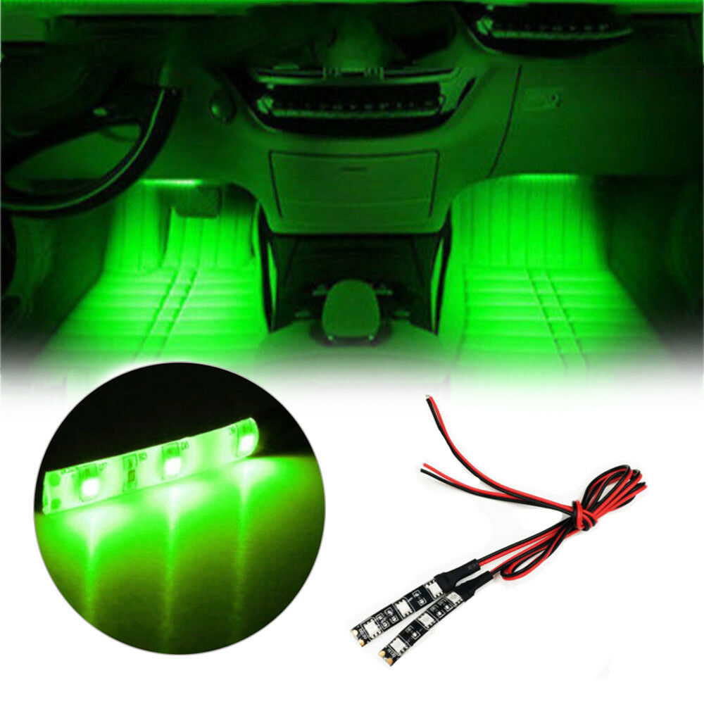 2x Green 3 SMD LED Light strip 12V waterproof Car Motorcycle Gauge cup holder