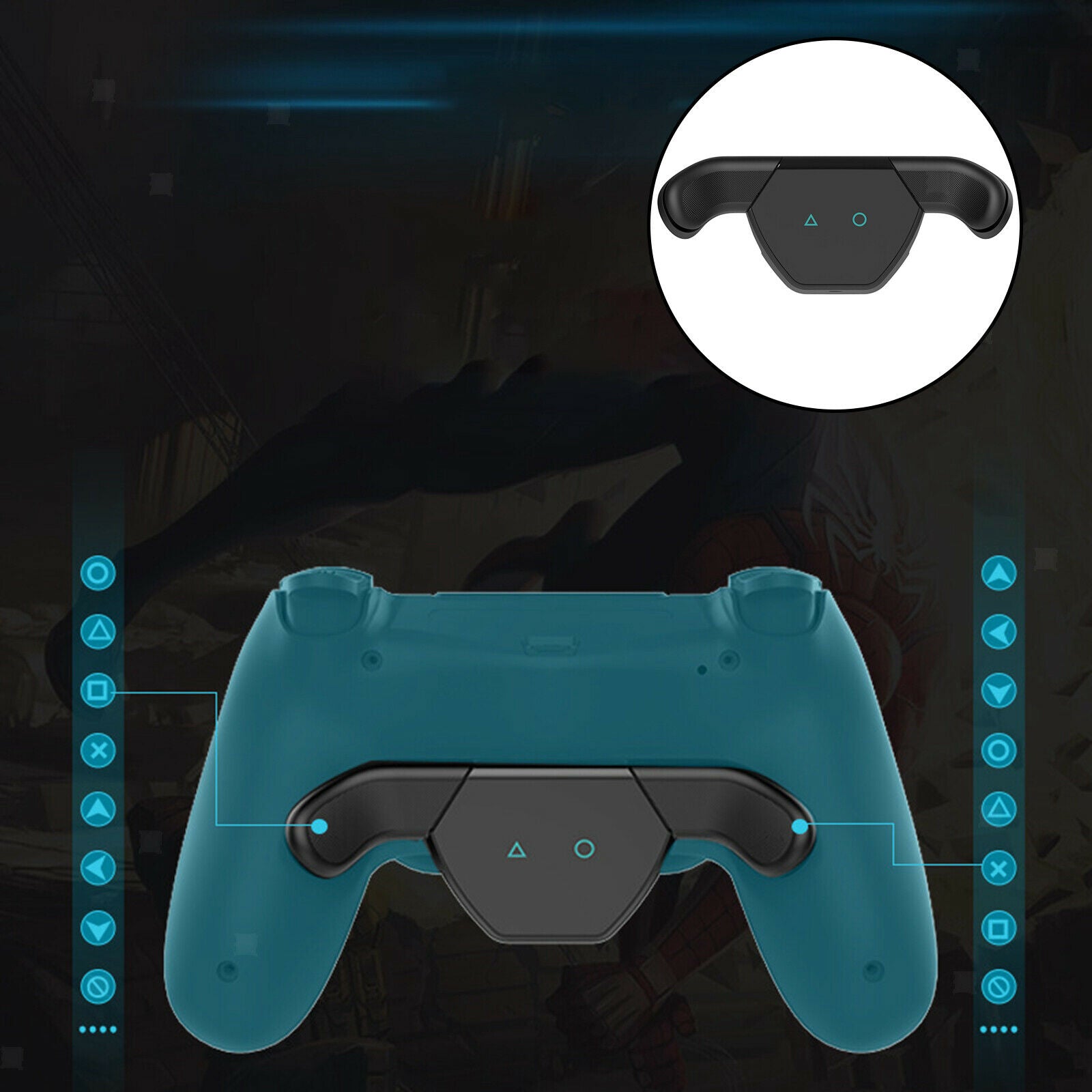 Gamepad Back Button Attachment With Turbo Key Adapter Paddles for PS4 Black