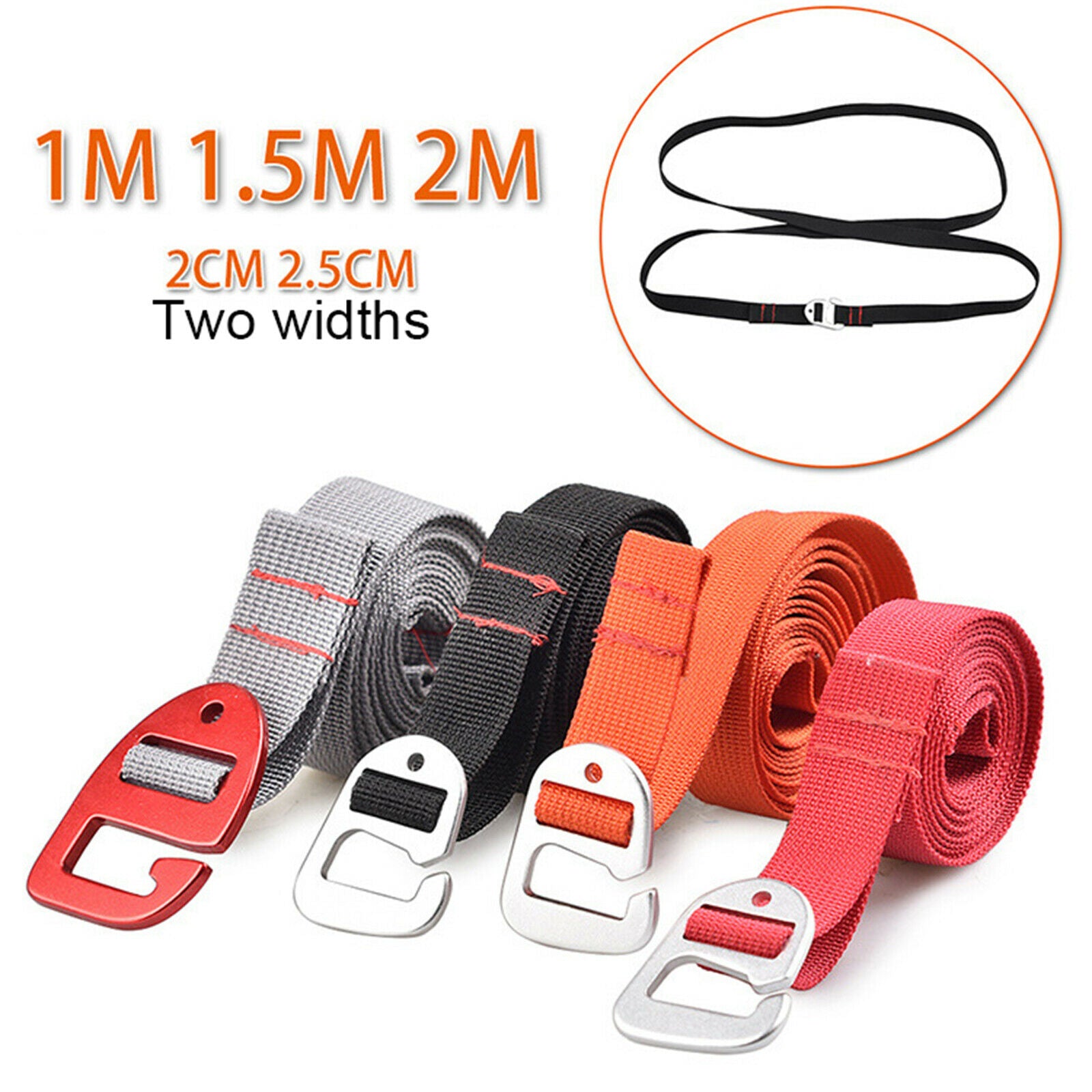 Duty Luggage Strap with Hook Travel Suitcase Packing Luggage Belt 2m,Orange