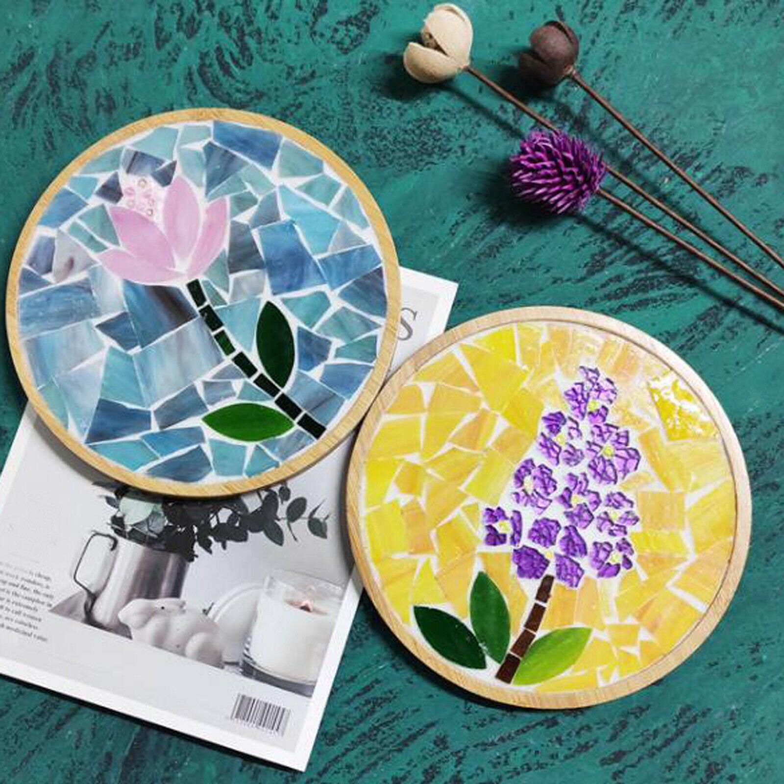 150 Pcs Assorted Colors Water Drop Mosaic Tiles Pots Stepping Stones Cups