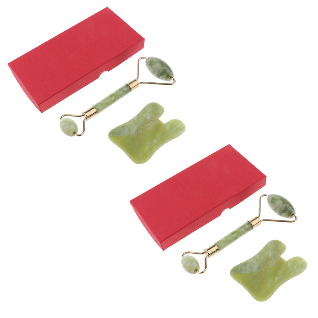 4X Hsiuyen Jade Face Eye Neck Beauty Roller & Gua Sha Scraping Massage Tools
