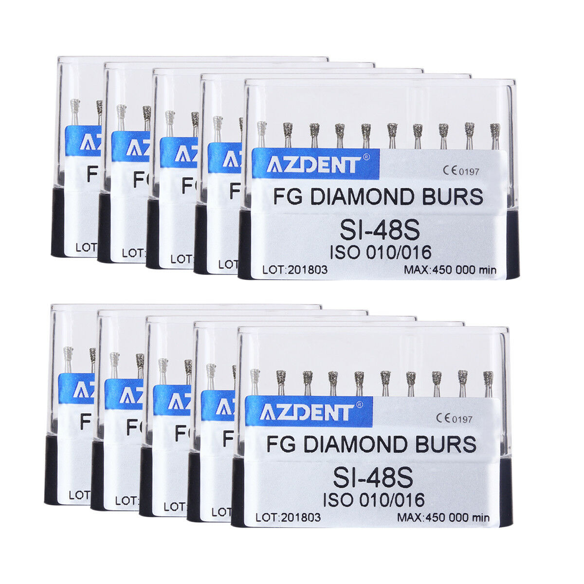 100 Kits Dental Diamond Burs SI-48S Special Form for High Speed Handpiece AZDENT