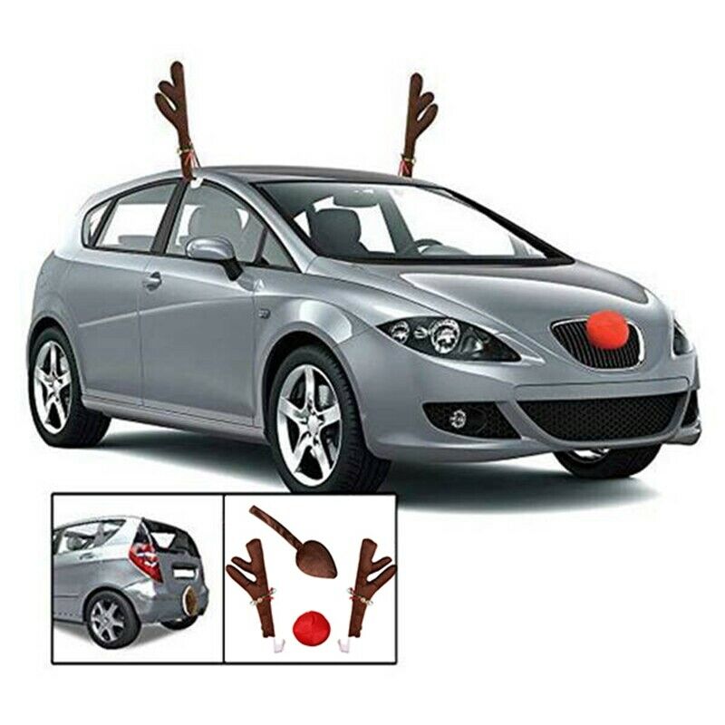 Reindeer Decoration Car Vehicle Nose Horn Costume Set Rudolph Christmas ReindeG3