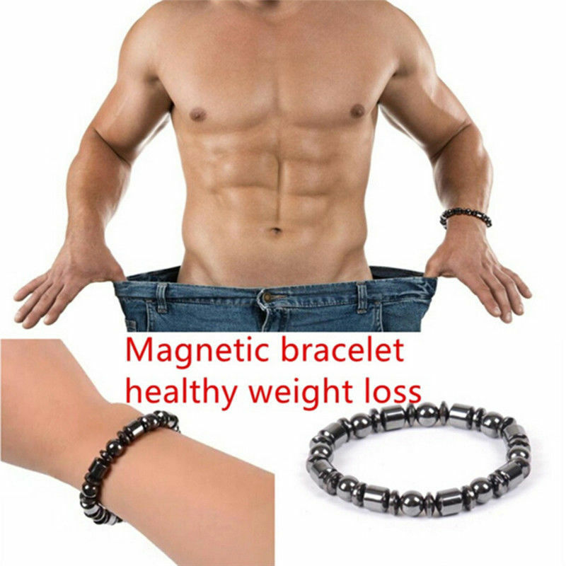 Men Black Hematite Magnetic Healing Therapy Bead Bracelet Bangle Fashion Gifts