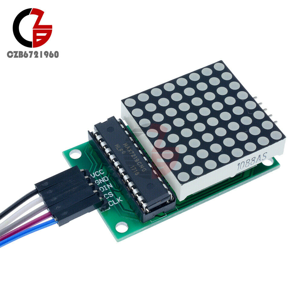 5PCS MAX7219 LED 8x8 Dot Matrix Module Red Light Assembled w/ Cable For Adduino