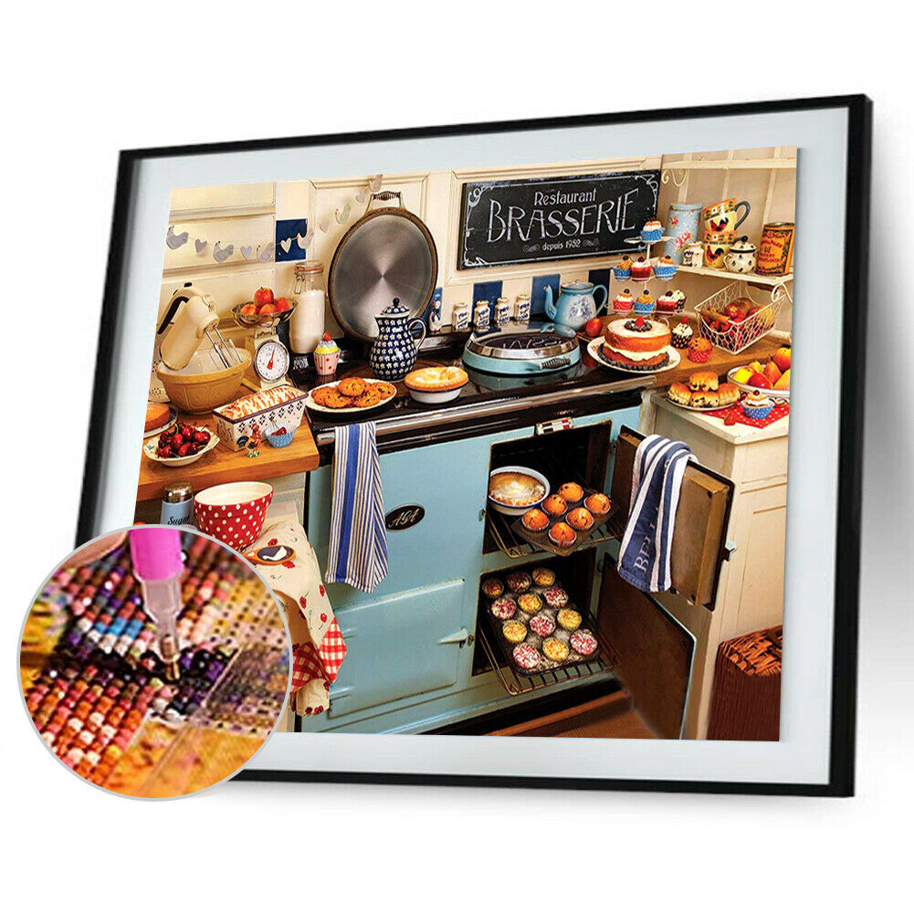 Mosaic Kitchen Pattern 5D DIY Full Drill Diamond Painting Cross Stitch Kit @