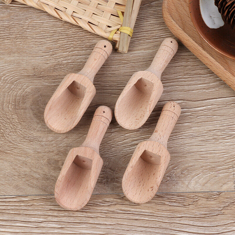 4pcs Wooden Coffee Tea Scoops Mini Candy Bath Salt Spices Flavors Spoo.l8