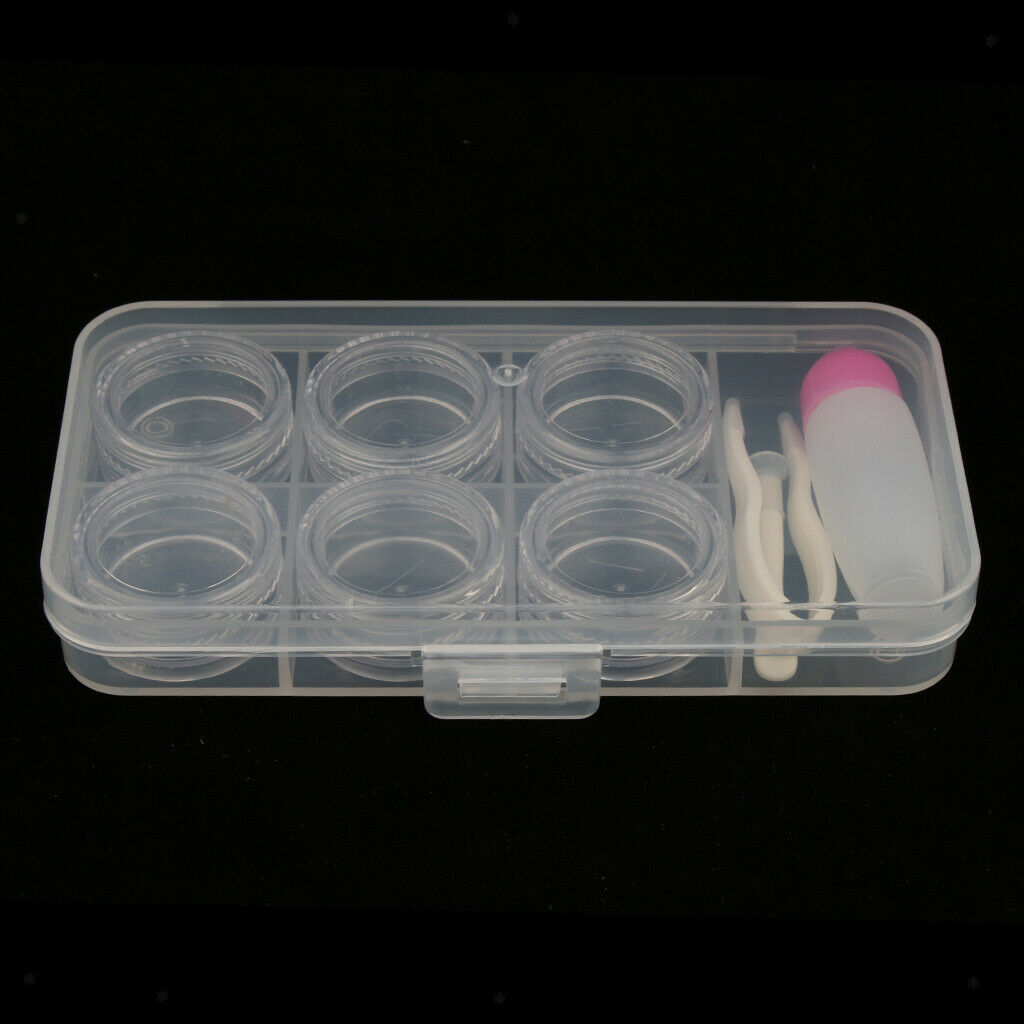6pcs Contact Lens Boxes Travel Storage Case Remover Stick Tweezers Set Kit