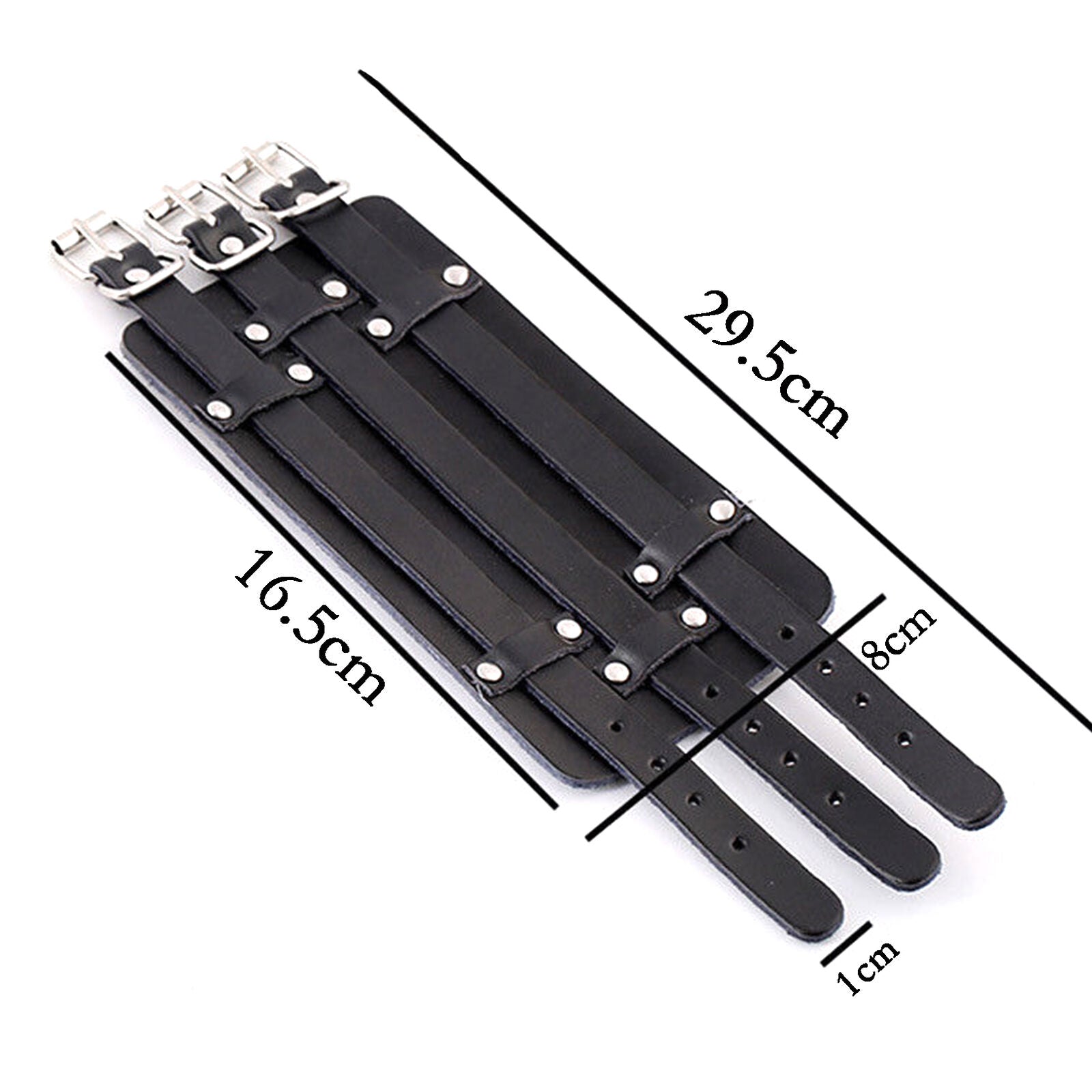 Black Men Women Punk Style Cuff Belt Leather Bracelet Wide Wristband Buckle AU