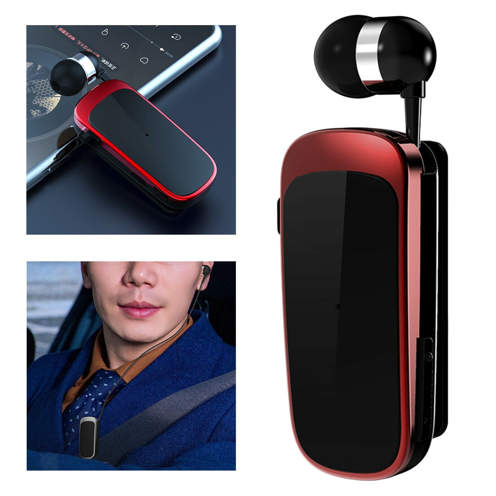 Fineblue K52 Bluetooth 4.0 Headset Driving Earphone Black Red with Box