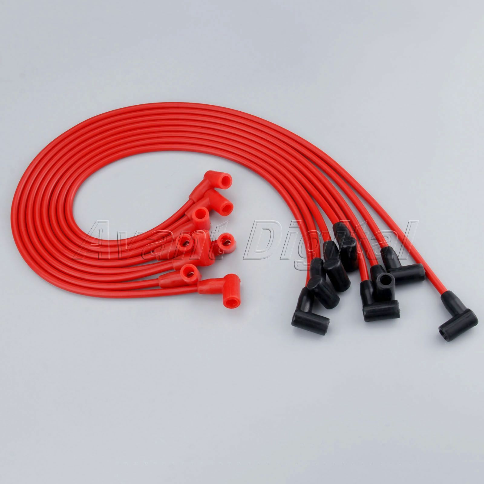 8Pcs 8mm Red Spark Plug Wires Set for CHEVY 265 305 327 350 400 Over Valve Cover