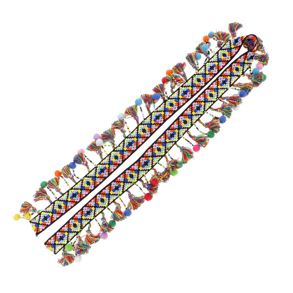 1 Yard 60mm Pom Pom Beads Fringe Jacquard Ribbon Trim for DIY Sewing Crafts