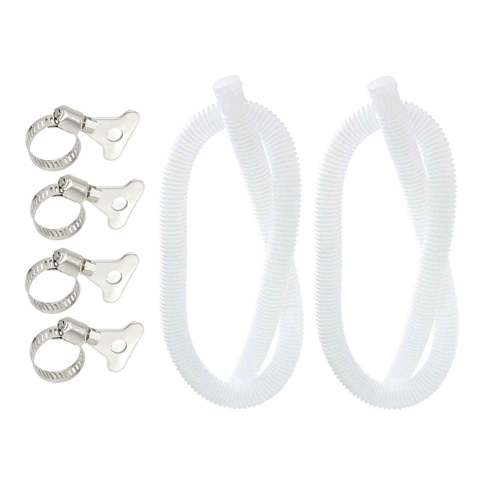 2x Replacement Above Ground Swimming Pool Hose 59" with 4 Clamps Accessory